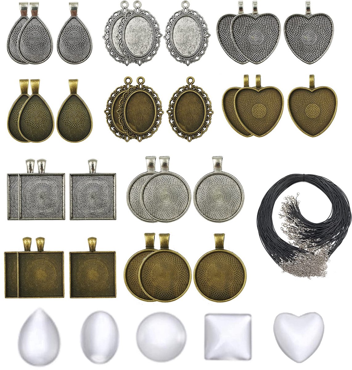 Cabochon Glas en Ketting Koord voor DIY Souvenir Sieraden - 30 Stuks Set