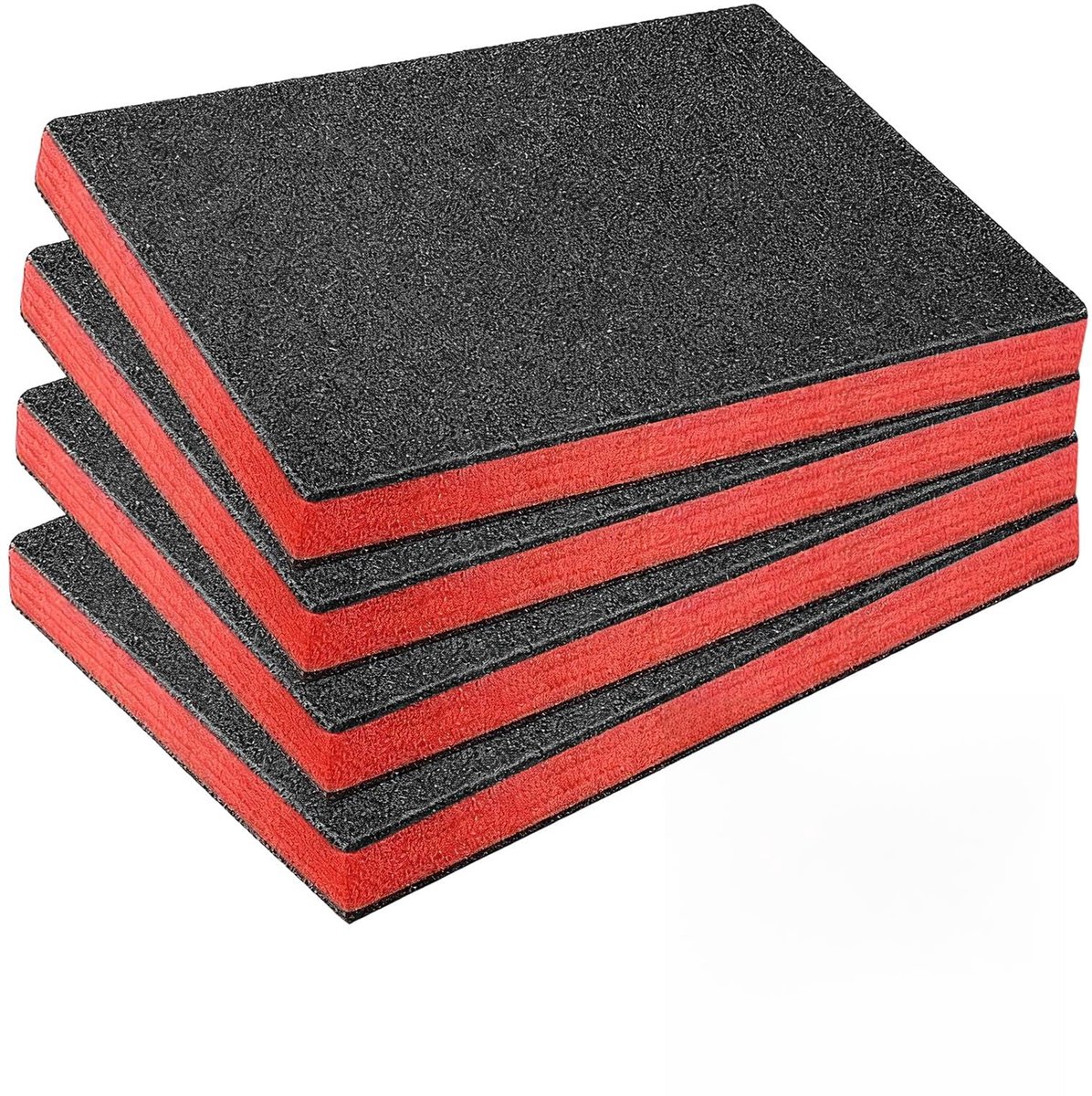 Schuimstof, op maat gesneden, 4 stuks, 40 x 30 x 2,5 cm, gereedschapskisten, schuim, polyethyleenschuim, schuimrubberen inzet, gereedschap, camerakoffer, gereedschapskoffer, schuimplaat