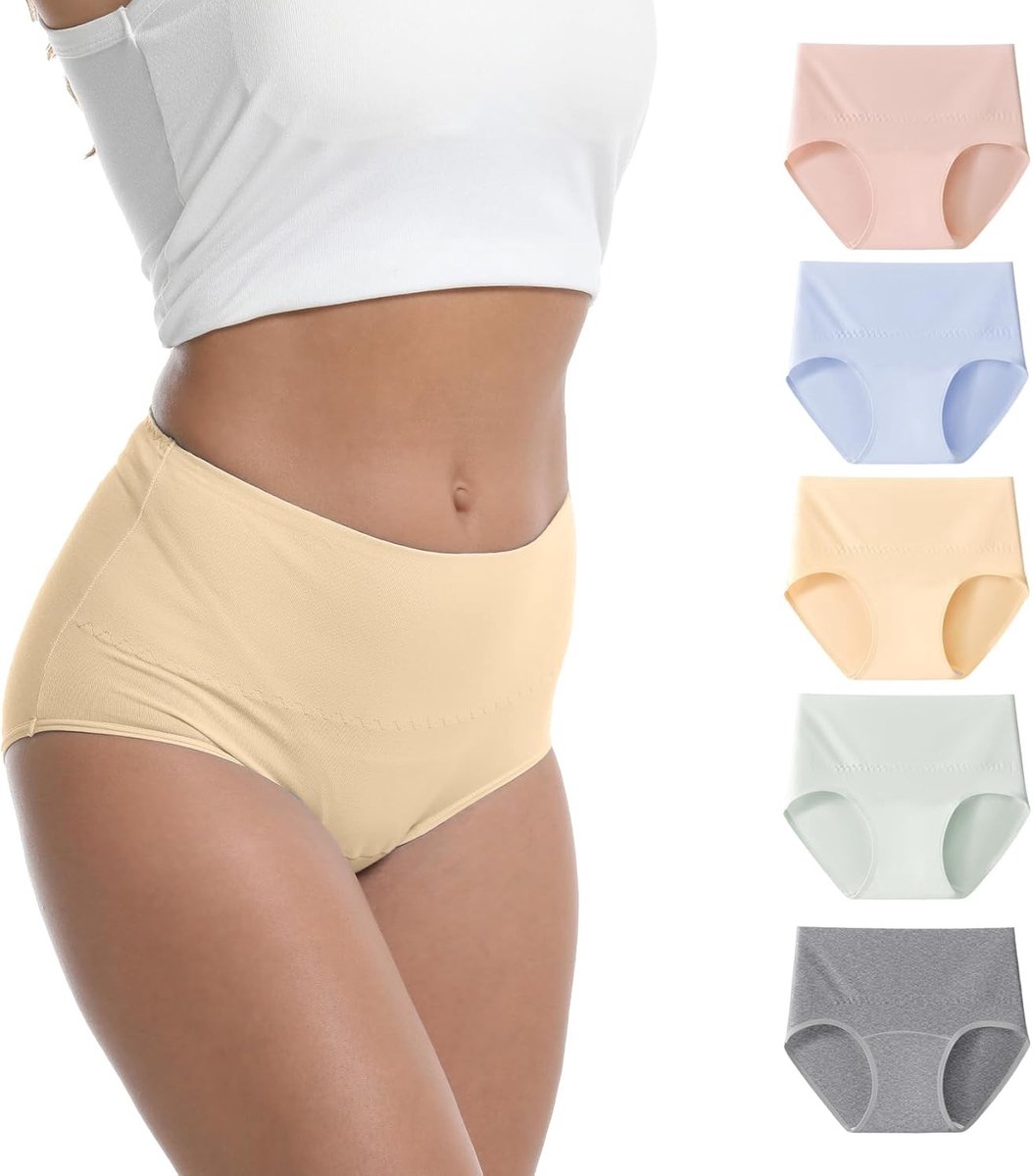 Hoge Taille Dames Katoenen Ondergoed met Stretch, Ademend en Comfortabel Dubbel Laag Ontwerp, Vochtregulerend en Wasbaar voor Dagelijks Gebruik