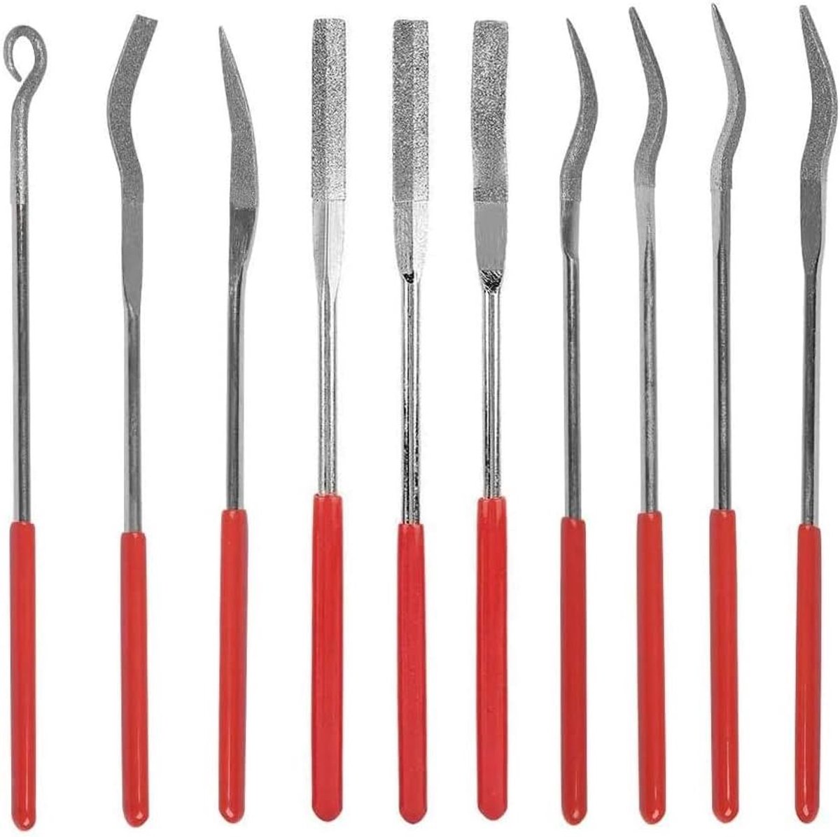 Set van 10 Diamant Gecoate Riffler Vijl - Mini Riffler Naald Vijlen voor Edelstenen, Houtbewerking en Glaskunst