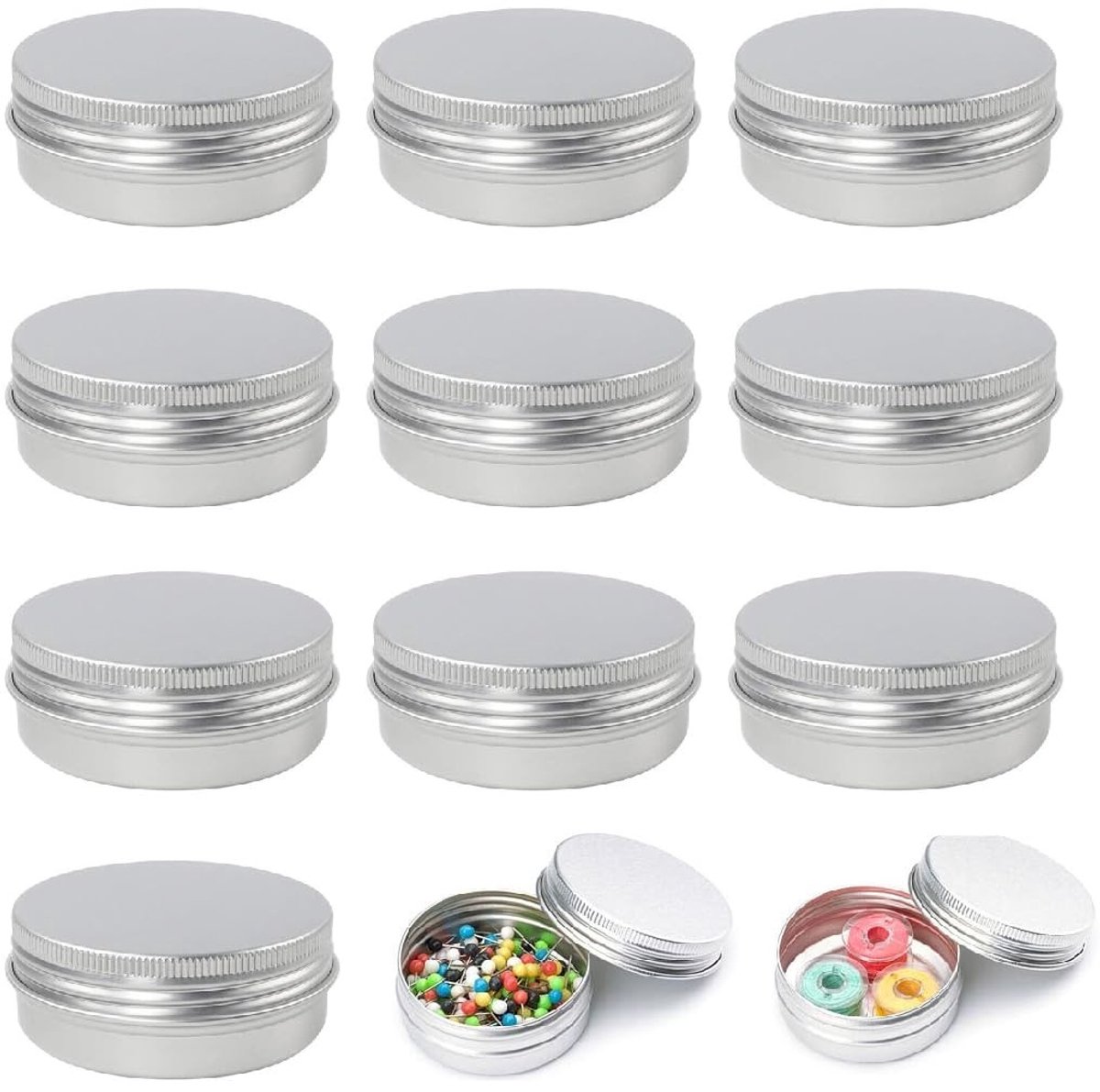 Inovra- Aluminium Potjes 10ml - Opbergdozen - Leeg - Met Schroefdop - Lichtgewicht - Duurzaam - Ideaal voor Reizen - Opbergdoosjes