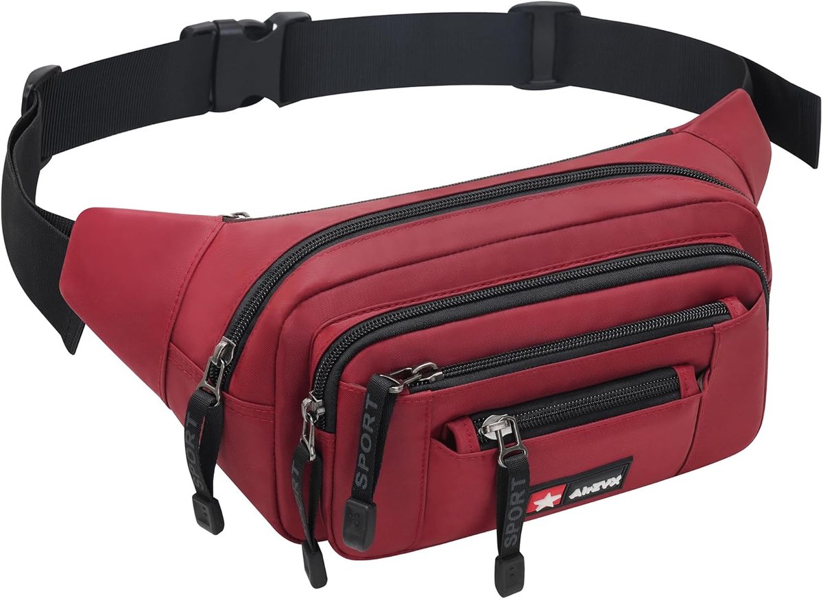 SnelShoppen - Bumbag Heuptas voor Mannen en Vrouwen, Waterdichte Heuptas met 6 Ritsvakken, Grote Maat, Heuptas voor Honden, Hiking, Klimmen, Reizen, O