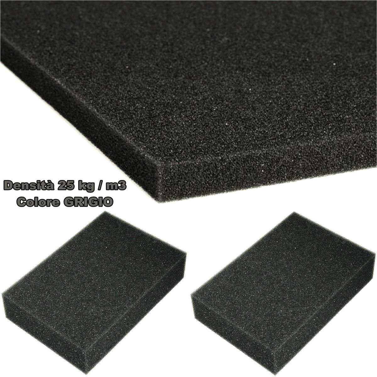 Inovra- Schuim Polyurethaan Dichtheid 25 kg/m³ - Bekleding - Bescherming - Geluidsisolatie - Warmte-isolatie - Eenvoudig te reinigen - Donkergrijs (30 x 20 x 2 cm, 2 stuks) - Schuimplaat