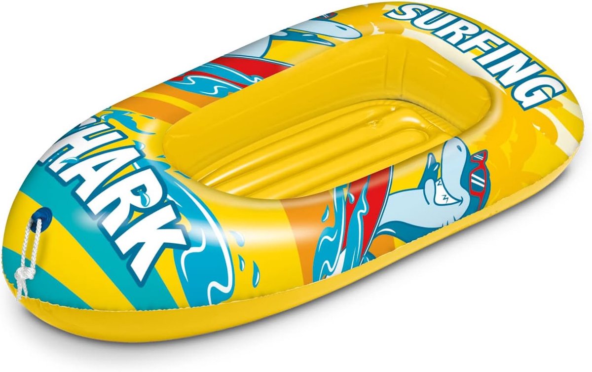 Thijox - Opblaasbare Rubberboot voor Kinderen - Mondo Toys Surfing Shark Boat - 112 cm - PVC, Hittegelast, Ideaal voor Tuin, Strand en Waterpret