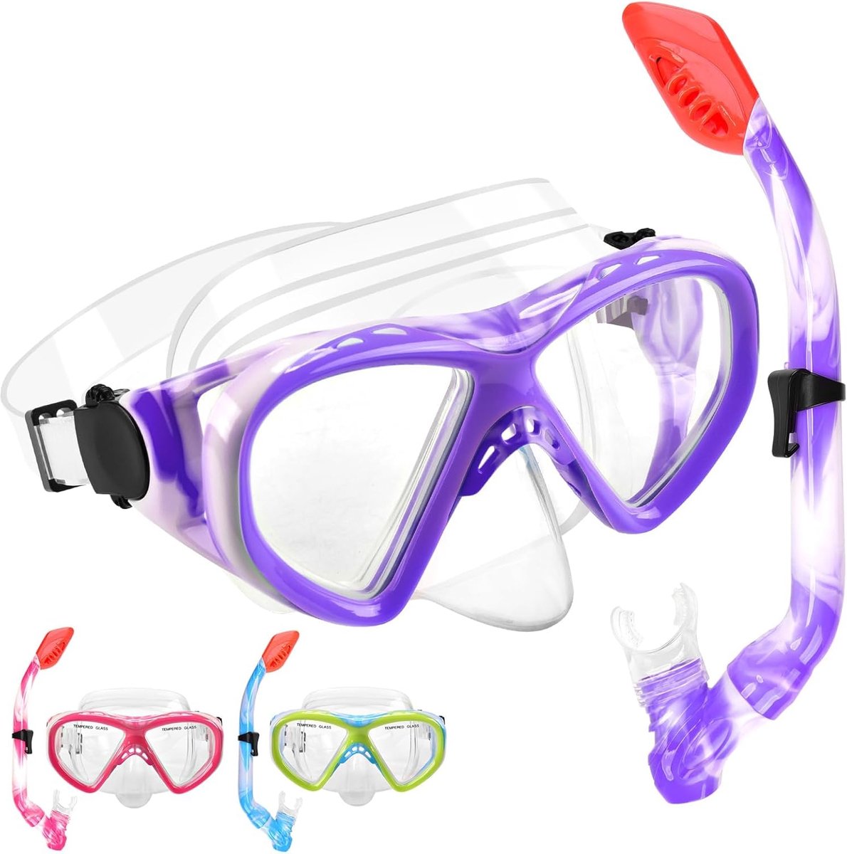 Thijox - Duikbril en Snorkelset voor Kinderen - Anti-lek en Anti-condens - Duikmasker met Droge Snorkel - Keuze uit 3 Kleuren - Perfect voor Jongens e