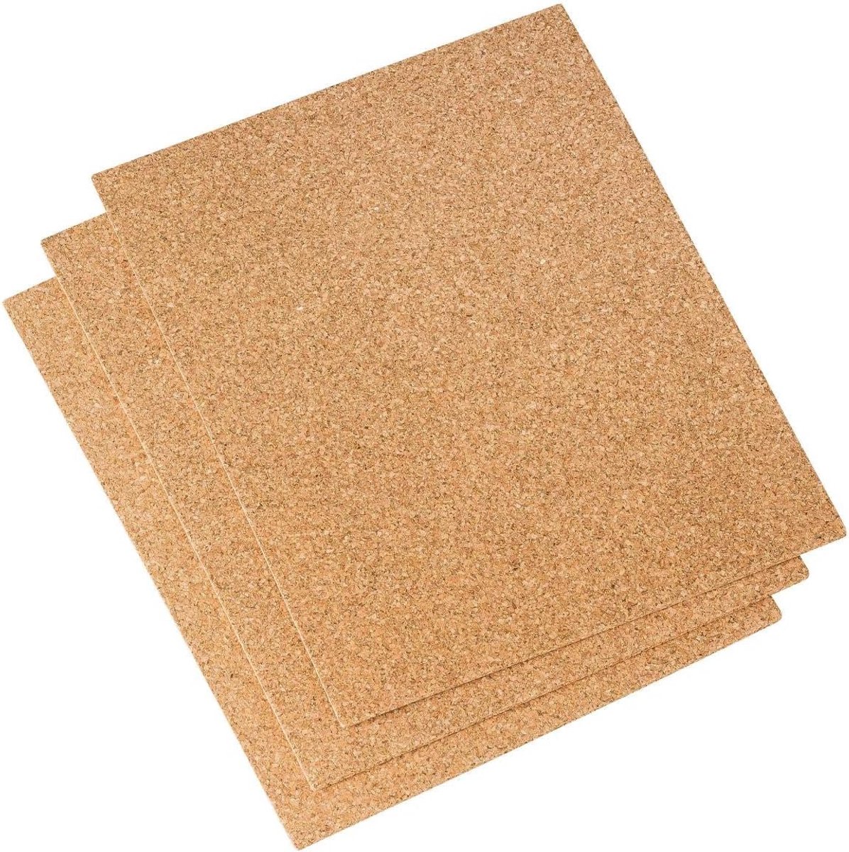 Thijox - Kurkpad Set van 3, 250x200 mm, 3 mm Dik, Geperste Kurk voor Modelbouw, Knutselen, Mini-Prikbord, Schokabsorberend en Trillingsarm