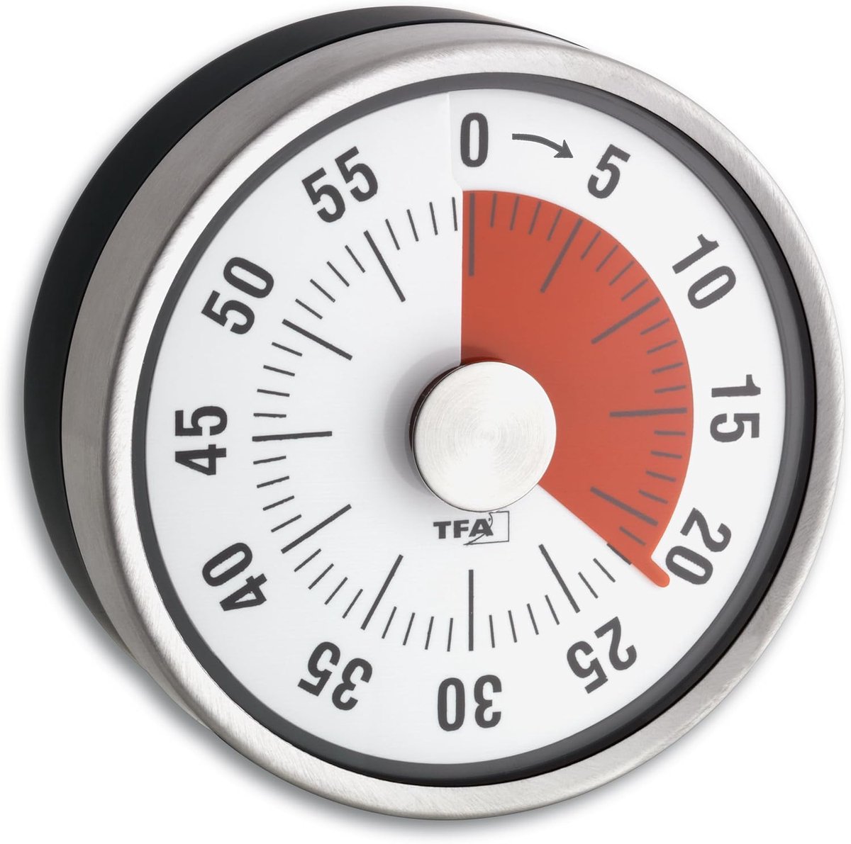 SnelShoppen - Keuken Timer Mechanisch met Magnetische Bevestiging - Kleurindicatie, Rubber Coating, RVS - Anthraciet - Ideaal voor Koken, Sport, Stude