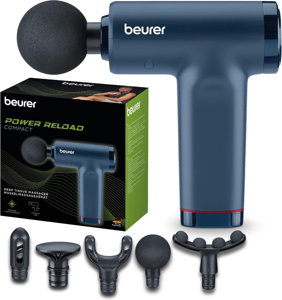 SnelShoppen - Professioneel Massagepistool voor Ontspanning & Regeneratie, Triggerpoint Massage, Krachtig met 5 Opzetstukken, 5 Intensiteitsniveaus, S