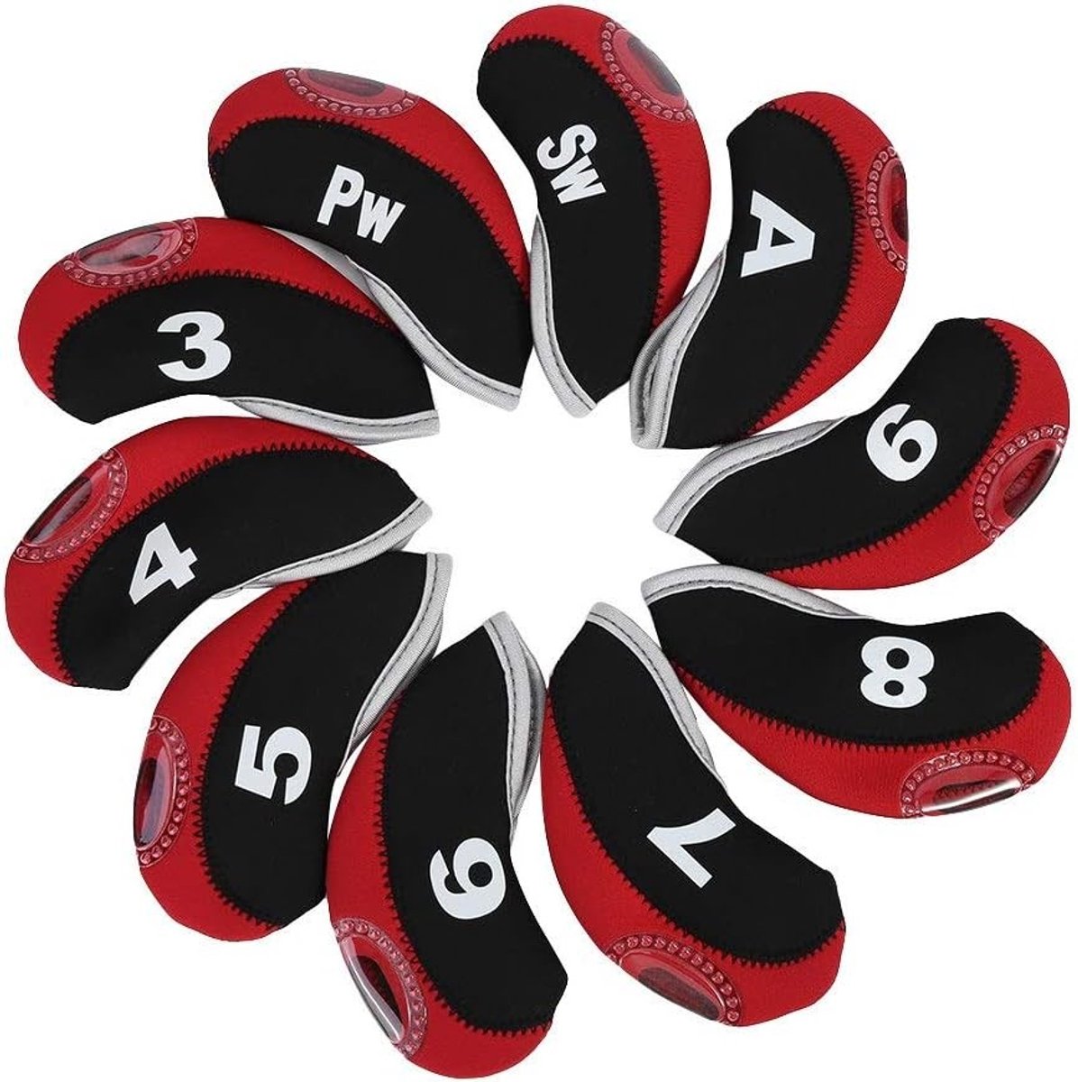 Set van 10 Neoprene Golf Hoofdkappen voor IJzeren Clubs - Bescherming en Stijl voor Golfclubs