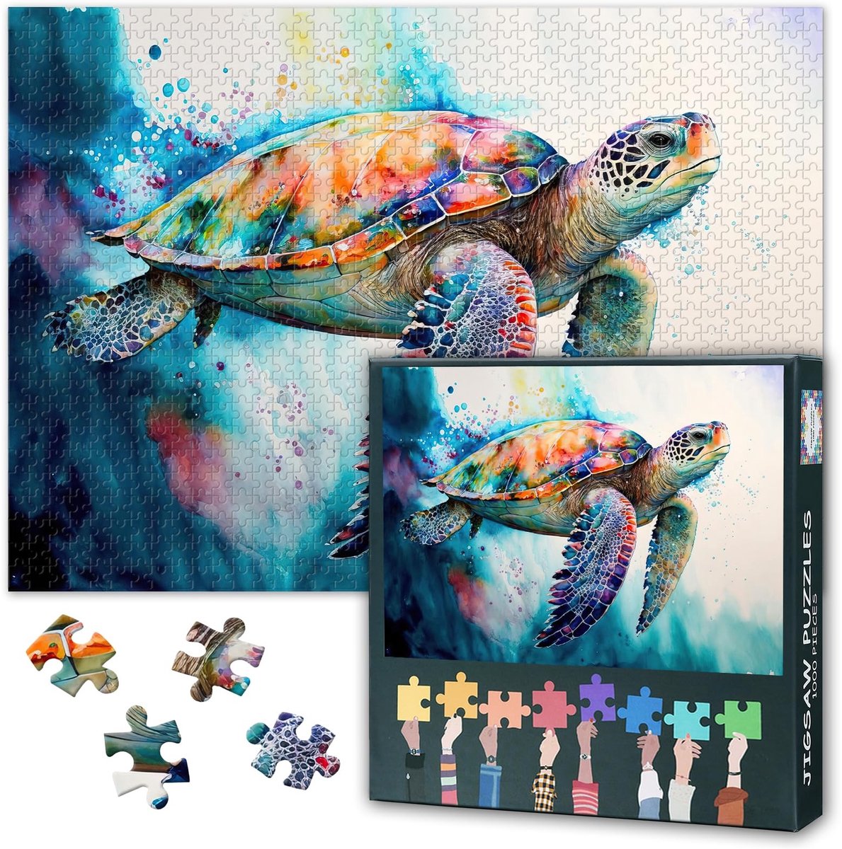 Dailygoods- Puzzel 1000 stukjes volwassenen - Zeeschildpad - Zeedieren 1000-delig - Huisdecoratie - Leerspellen - Formaat 70 x 50 cm - Legpuzzel