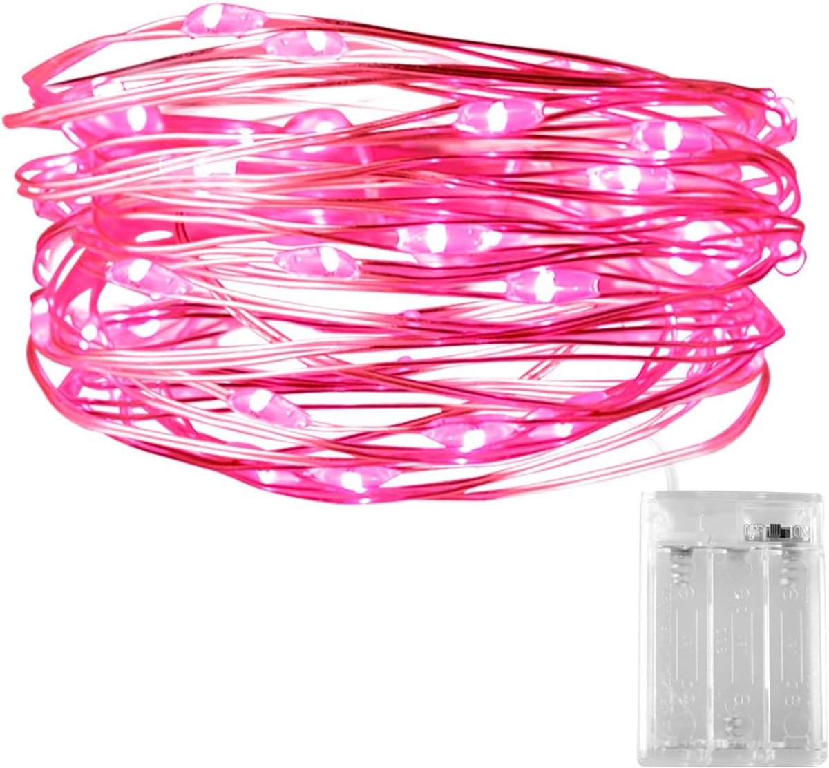 Thijox - Kerstverlichting op Batterijen 30 LED Roze 3 m IP65 Waterdicht voor Feestdagen en Verjaardagen, Flexibele Koperdraad Decoratie voor Binnen en