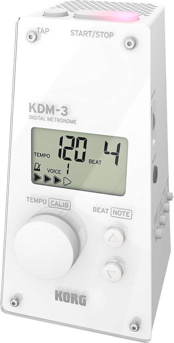 SnelShoppen - Digitale Metronoom Piramidestijl KDM3-WH - Wit - Muziek Accessoire voor Drummers, Musici, en Muzieklessen - Perfect voor Thuis, School,