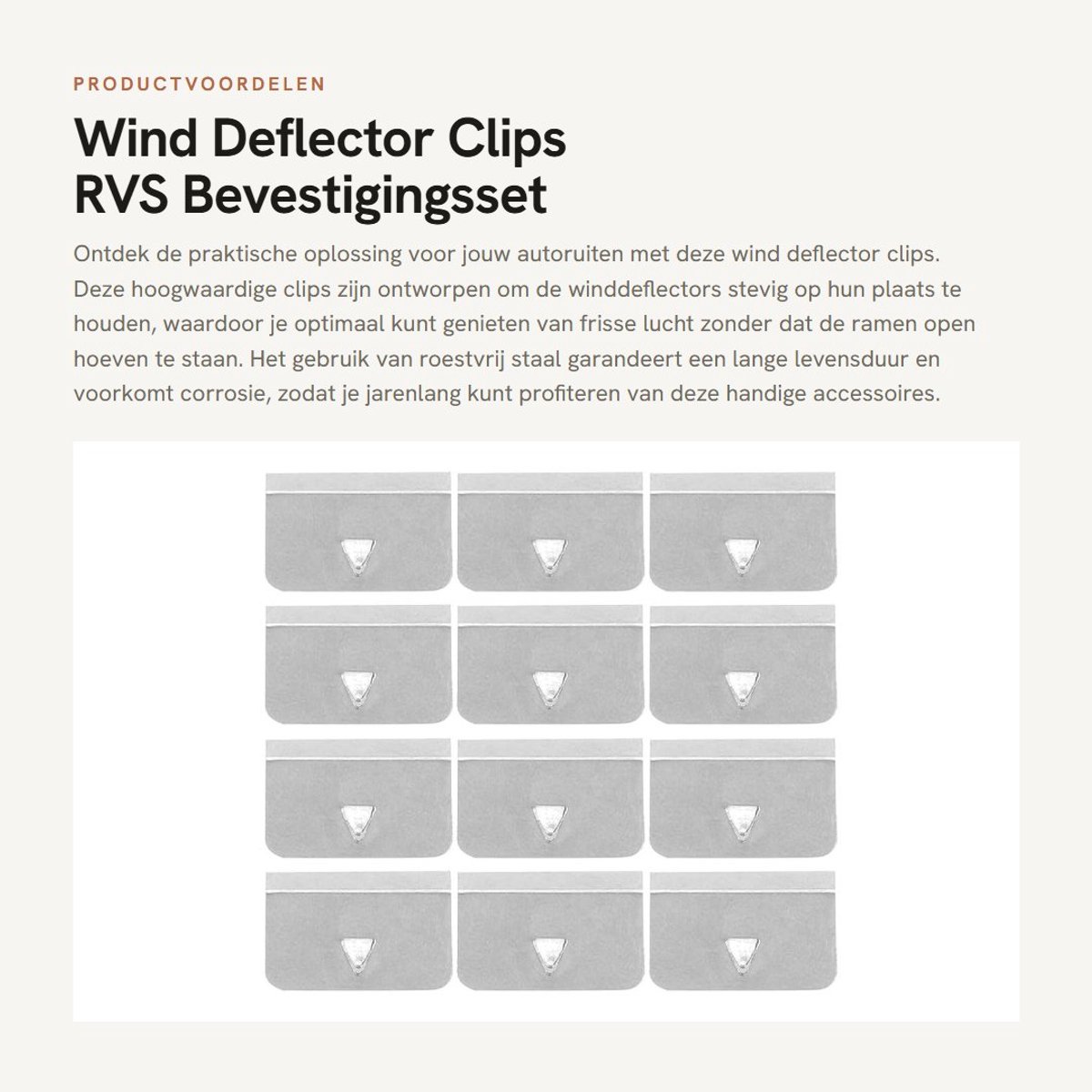 Dailygoods- Winddeflector Clips - RVS Bevestigingsclips - Set van 12 Stuks - Universeel Geschikt - Antislip - Duurzaam Materiaal - Raamdeflector Clips
