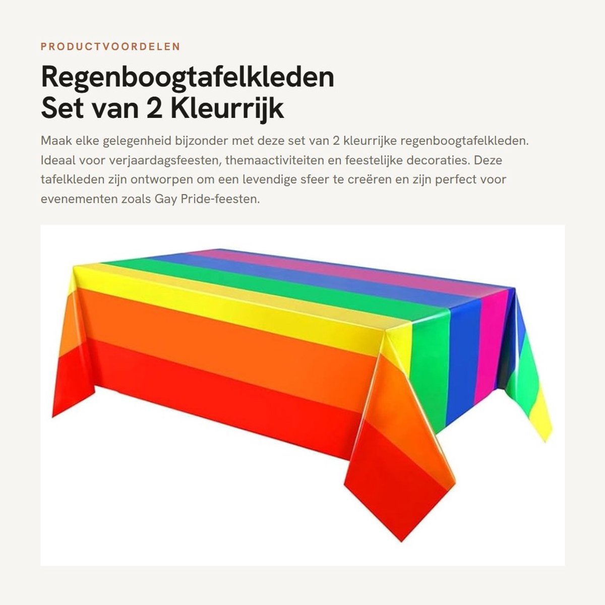 Dailygoods- Tafelkleed kleurrijk - Set van 2 - Kunststof - Afwasbaar - 137x274 cm - Veilig en niet giftig - Perfect voor feesten - Tafelbedekking