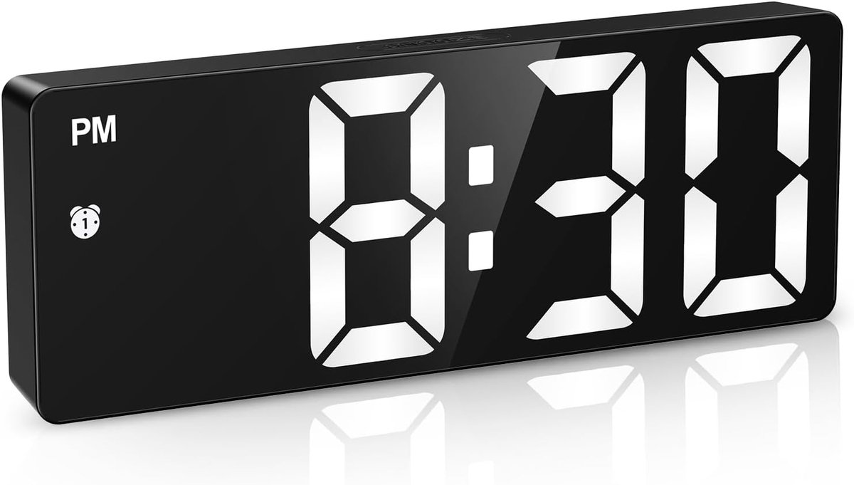 Thijox - Digitale LED Wekker Tafelklok met 4 Helderheidsniveaus, Datum, 12/24 Uur, Snooze en DST-functie, Groot LED Display, Raagbare Klok op Type C N
