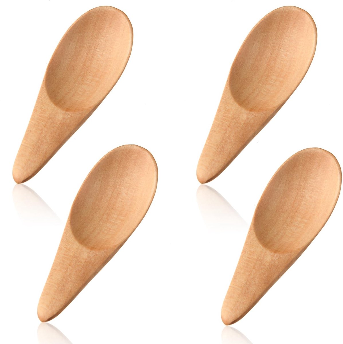 Dailygoods- Houten Lepel Mini 4 Stuks - Houten Lepels 7 cm - Antislip - Geschikt voor Thee/Koffie - Lichtgewicht - Comfortabel in Hand - Kruidenlepel