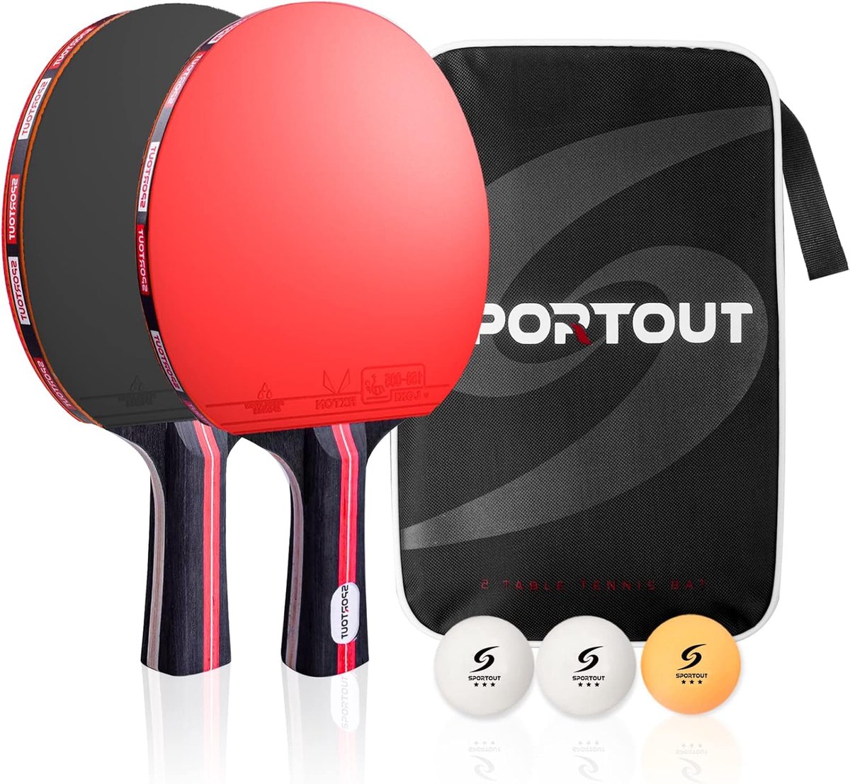 SnelShoppen - Tafeltennisracket Set, Premium Tafeltennisbatje met 3-sterren Tafeltennisballen, Inclusief Compacte Opbergtas - Voor Alle Leeftijdsgroep