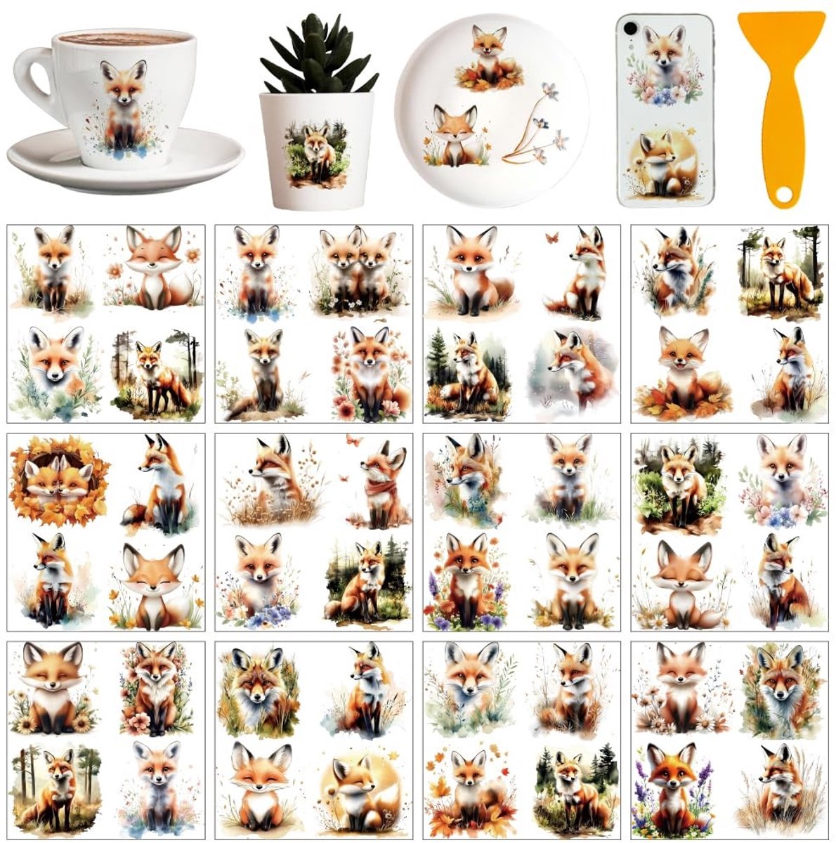 Dailygoods- Transferstickers 12 Vellen - Waterdicht - Dieren/Planten - Wrijven op Transfers - Meubelstickers - Stickers voor Glas - Decoratiestickers