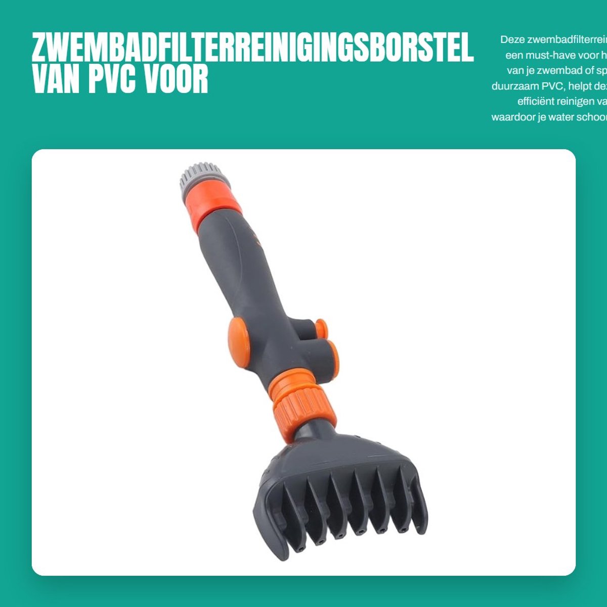 Dailygoods- Zwembadfilterreinigingsborstel PVC - Reinigingsslang - Connector - Herbruikbaar - Efficiënte reiniging - Afmetingen 28,5x9cm - Zwembadreiniger