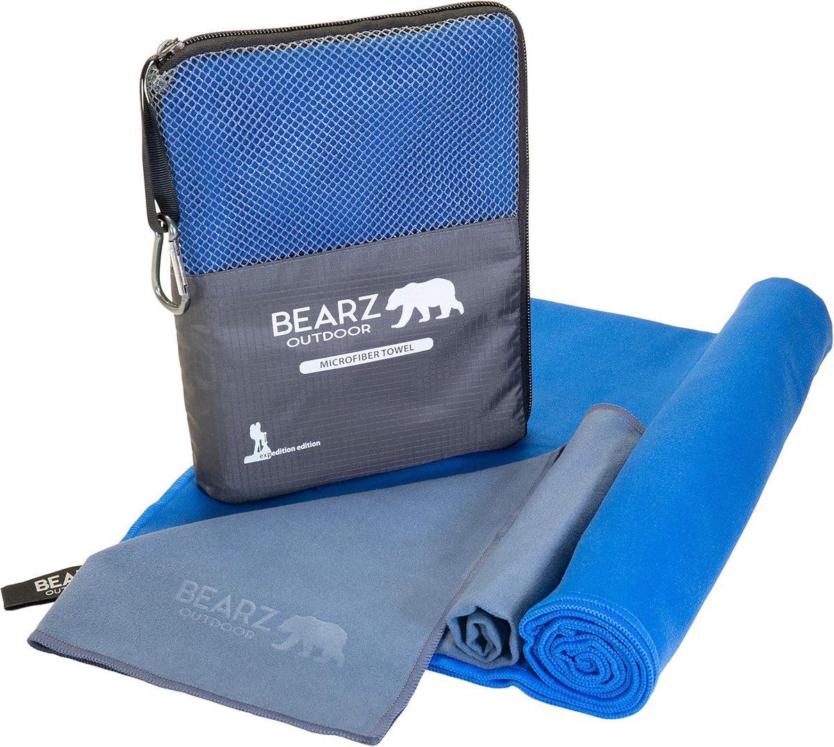 Thijox - Microvezel handdoekenset 120x60 cm + gezichtshanddoek - Sneldrogende strandhanddoek, reishanddoeken, sporthanddoeken, camping, fitness, blauw