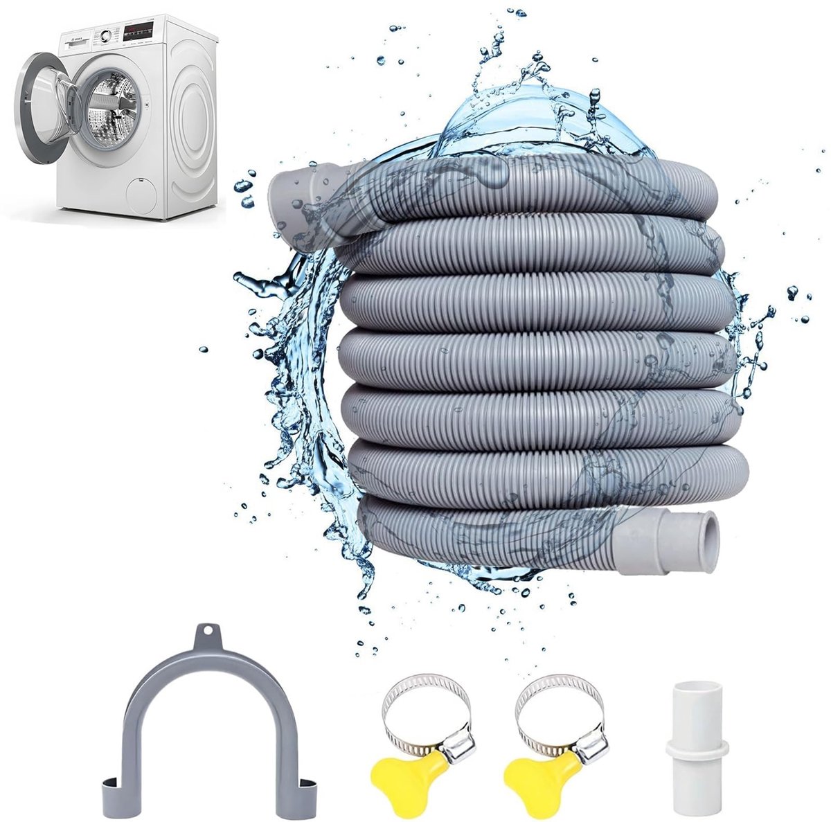 Dailygoods - 3M Afvoerslang Verlengset - Inclusief Beugel en Slangklemmen