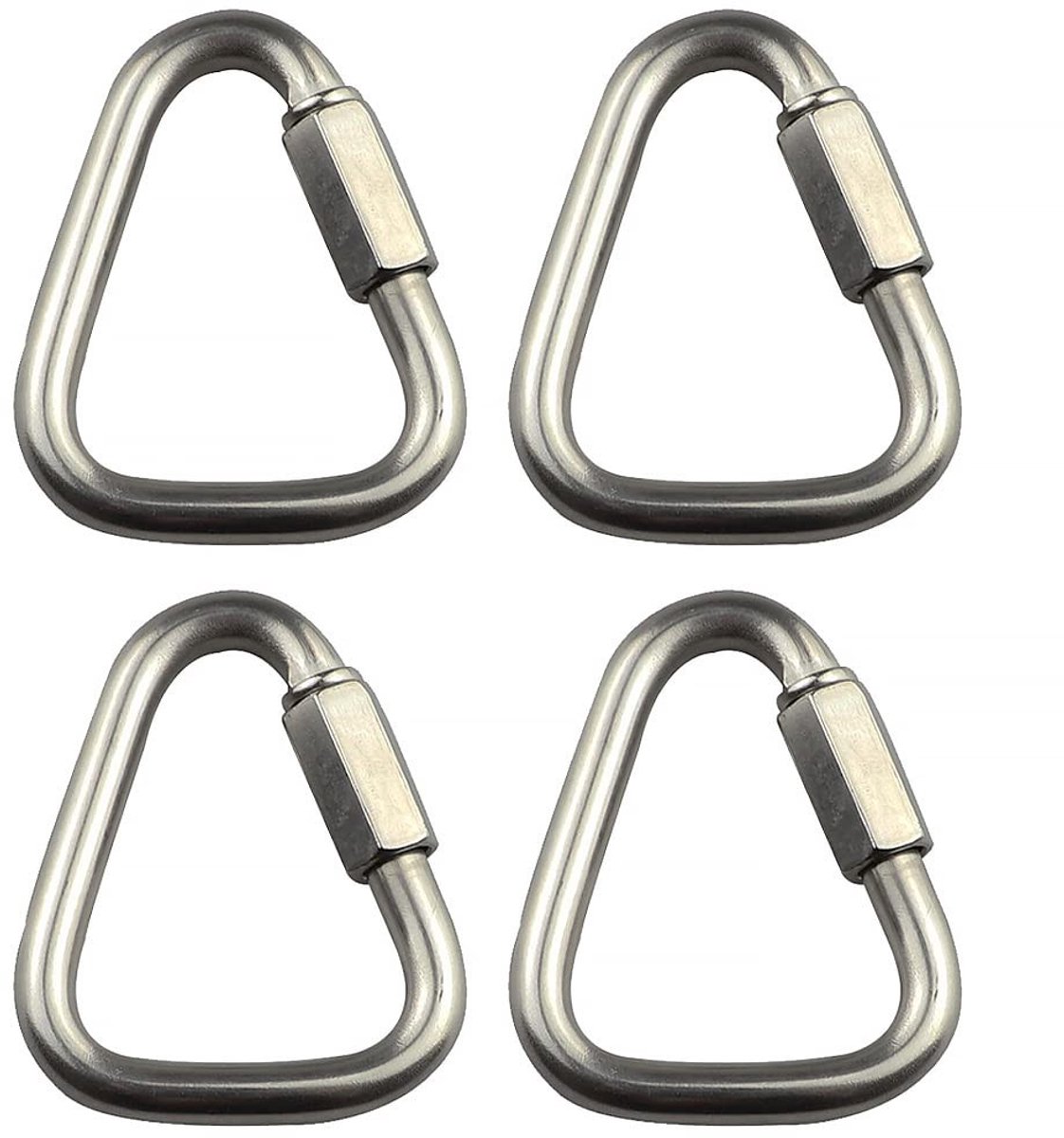 Dailygoods - Karabijnhaak - Roestvrij staal - Sterke kwaliteit - Driehoek gespen - Ideaal voor klimmen, outdoor - 4 stuks
