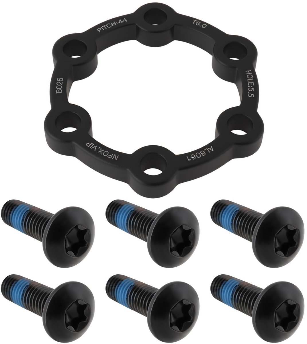 Dailygoods- Remschijf Spacer Zwart - Aluminiumlegering - Geschikt voor Mountainbikes - 1 x 2 mm Afstandhouder - Inclusief 6 Schroeven - Eenvoudig te Installeren - Fietsaccessoire