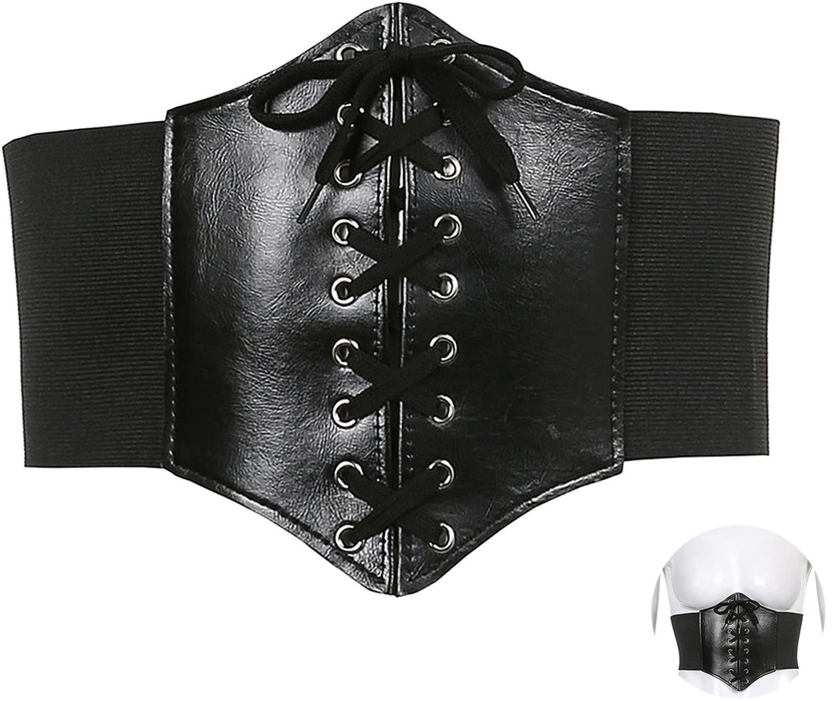 Dailygoods- Corset Dames - Brede Riem - Verstelbaar - Elastisch - Tailleband - PU - Halloween/Rollenspel