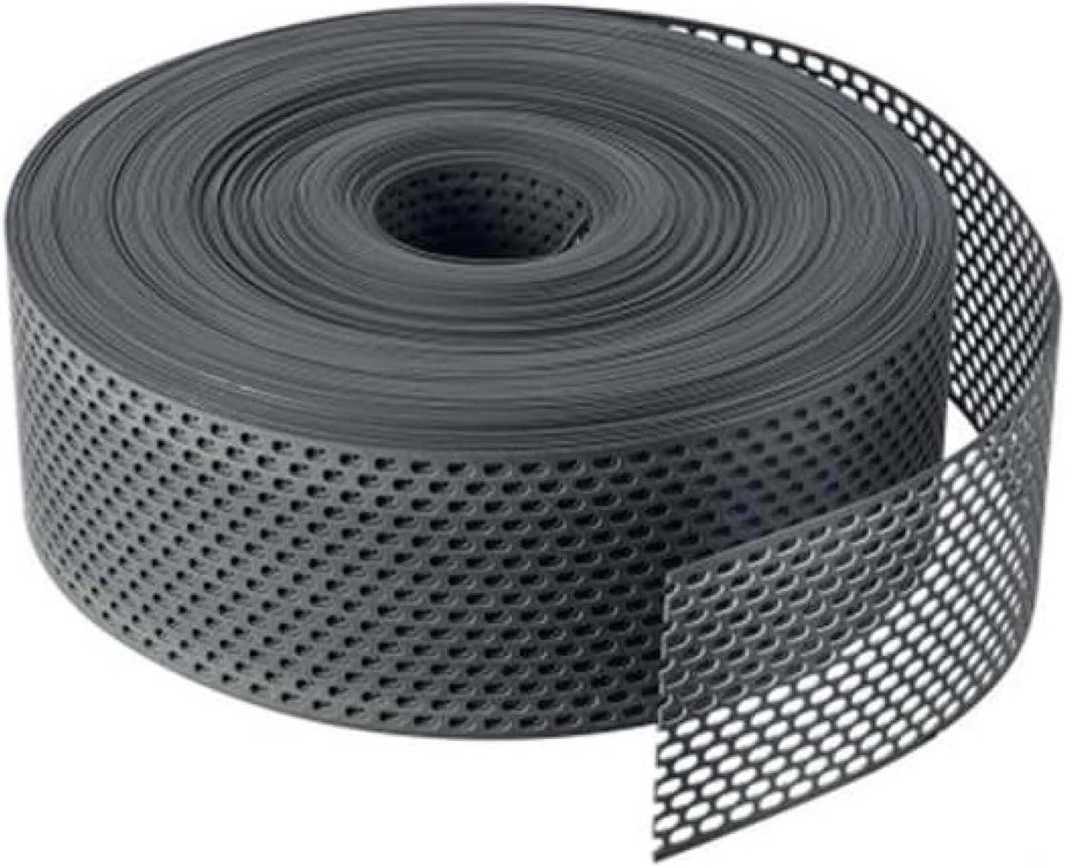 Dakrandrooster - Ventilatiestrook - Gevel Ventilatie - Insecten Wering - 60m x 80mm - Zwart
