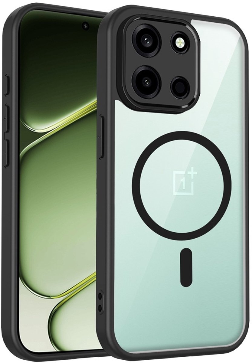 Coverup Hoesje - Geschikt voor OnePlus Nord 6 Hoesje - Coverup Transparante Back Cover met Camera Cover - MagSafe Compatible - Zwart