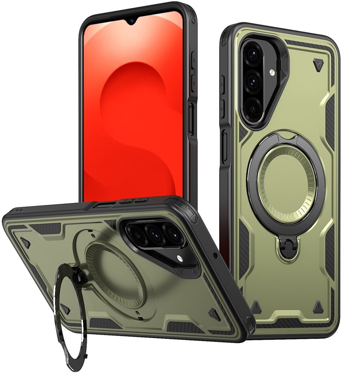 Coverup Hoesje - Geschikt voor Samsung Galaxy S25 FE Hoesje - Coverup Armor Back Cover met MagSafe Compatible Kickstand - Groen