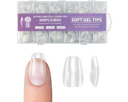 600 Nageltips Amandel Vorm - Zachte Gel Tips voor Nagelverlenging - 12 Maten Acryl Tips voor Salon en Thuisgebruik - F