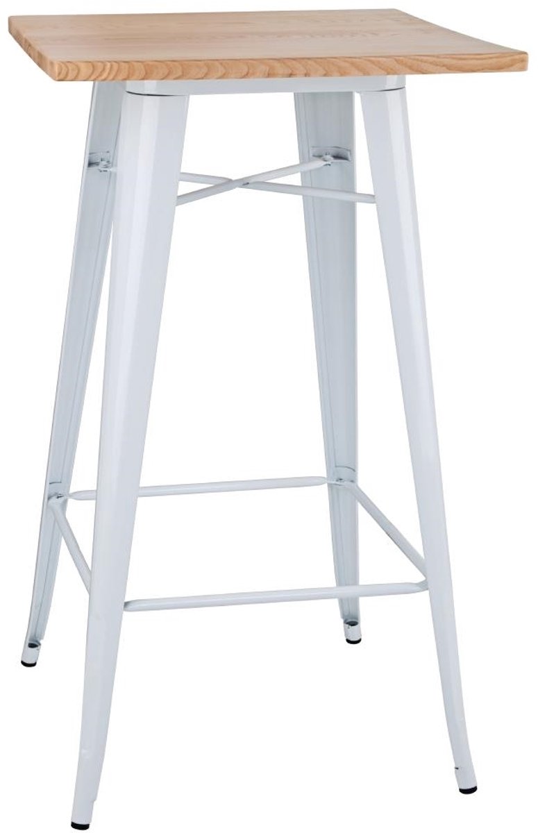 Bolero Bistro Bartafel met Houten Blad Wit (enkel) Bruin; Wit