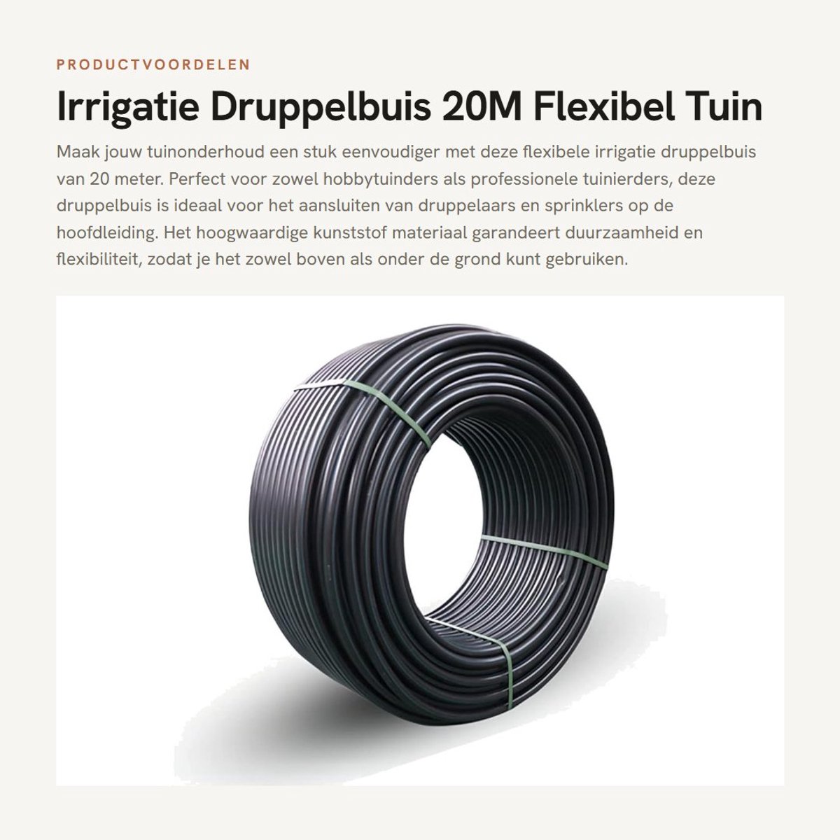 Dailygoods- Druppelbuis 20M - Flexibele Irrigatie Slang - Microtubing 1/8'' - UV-bestendig - Duurzaam - Geschikt voor Drip Systeem - Irrigatieslang