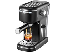Seth Select Espressomachine 15 Bar – 1100W Koffiezetapparaat met Melkopschuimer, 1,2 Liter Afneembaar Waterreservoir – Compact RVS Design – Zwart