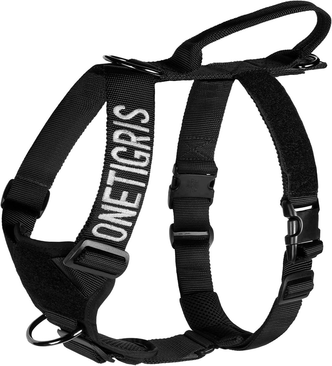 No-Pull Hondentuigje Goliath - Handvat - Tactisch instelbaar - Harnas - Honden - Puppy's - Training - Wandelen - Outdooractiviteiten - Zwart - Maat M