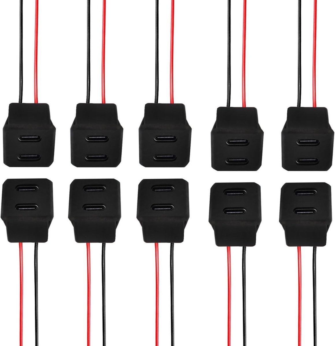 10 Stuks USB Type-C Vrouwelijke Connector met Snap Nut, 3A 2-Pins Solderen, 22AWG Recessed Connector voor Paneelmontage en Duurzaam Gebruik