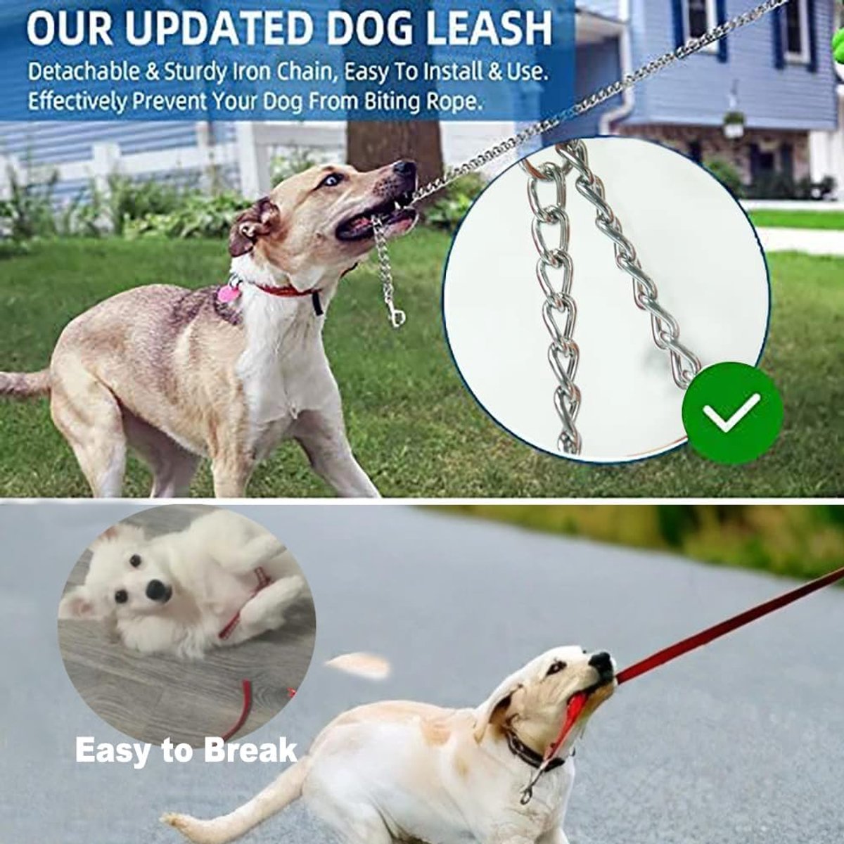 Thijox - Intrekbare hondenriem 5m voor middelgrote en grote honden, kauwbestendig nylon met anti-bijt hondenketting, zware tractie riem, ergonomisch h thumbnail 2
