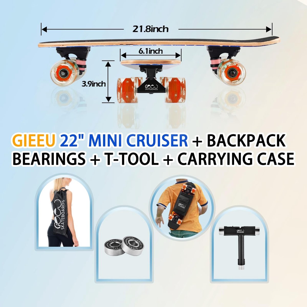 Dailygoods- Skateboard 9-laags esdoorn - Knipperende Wielen - Antislip Oppervlak - Slijtvast - Draagvermogen tot 100kg - Inclusief Schroevendraaier - Skateboard Voor Beginners