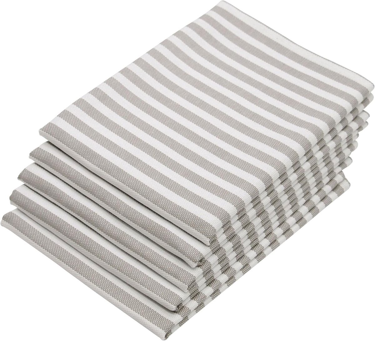 SnelShoppen - Set van 5 gestreepte theedoeken 50x70 cm - grijs wit katoen - Keukendoeken voor dagelijks gebruik, stijlvol en praktisch