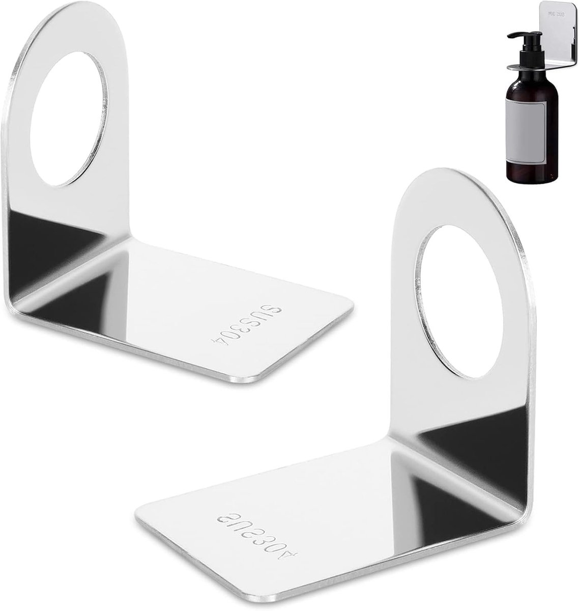 Stijlvolle wandhouder voor zeepdispensers, roestvrijstalen pompflessen, geen boren nodig, perfect voor badkamer en keuken