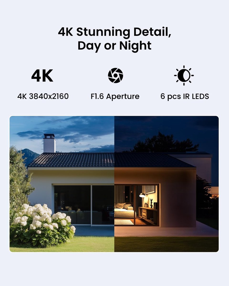 SnelShoppen - 4K 8MP WiFi Beveiligingscamera Buiten, AI Detectie Personen, Voertuigen, Dieren, Spotlight Kleurennachtzicht, Tweerichtingsaudio, 24/7 L
