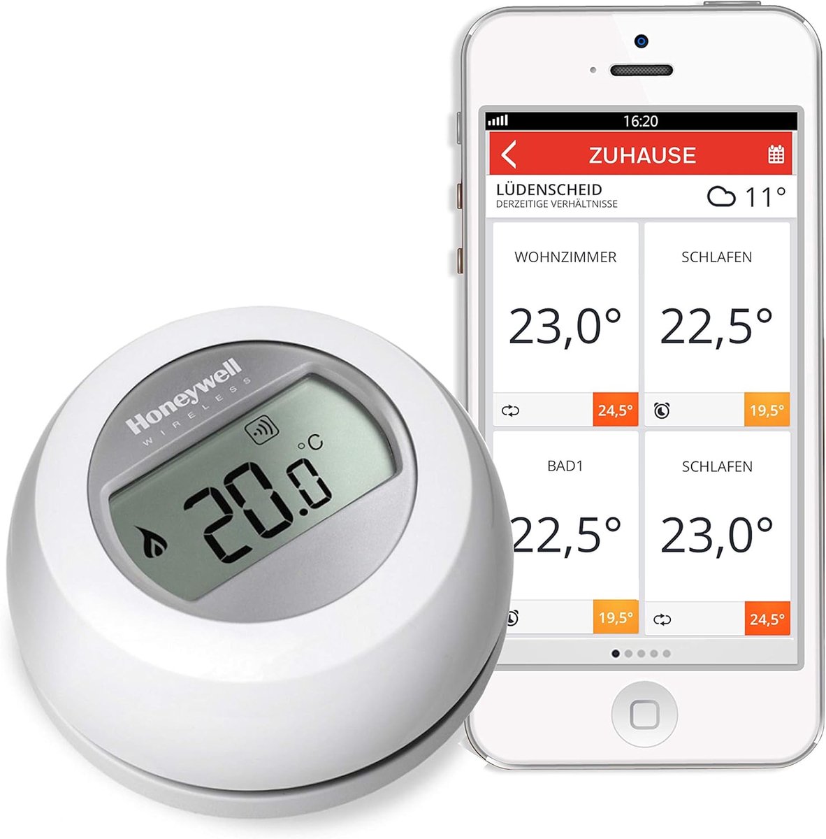 Thijox - Draadloze Thermostaat T87RF2059 voor Slimme Huizen - Programmeerbare Temperatuurregeling - Eenvoudige Installatie - Geschikt voor Verwarming