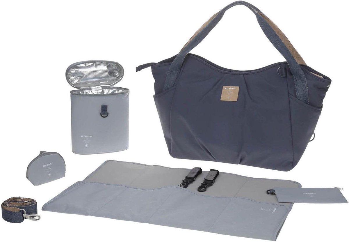 Baby Luiertas - Tweeling tas - Baby verzorging - Dubbele indeling - XXL - Navy