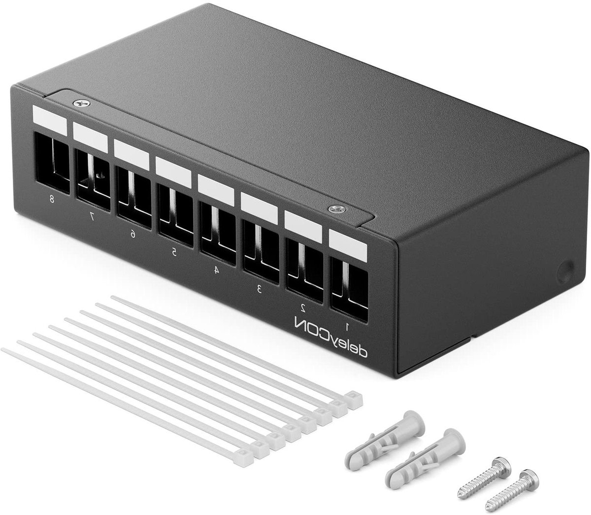 Patchpanel Behuizing - Keystone Paneel - Netwerk Aansluiten - Modulair Systeem - 8 Poorts 1HE - Zwart