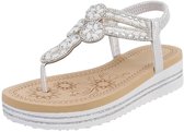 Damessandaal sleehak met strass en elastische hielband Mt:41