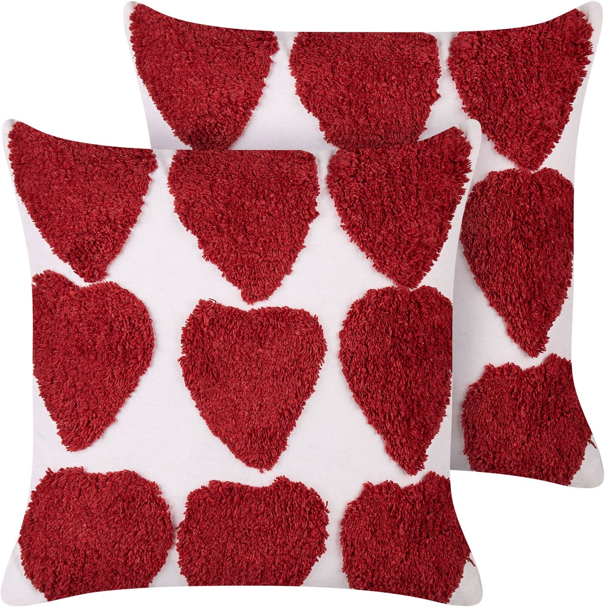 Beliani MINGORA - Sierkussen set van 2 - Rood/Wit - 45 x 45 cm - Katoen
