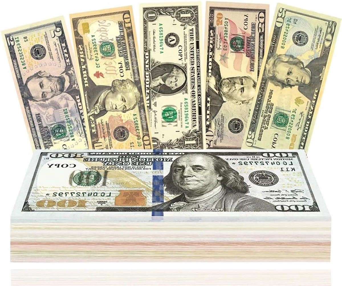 Speelgeld Dollar - Falschgeld Set - Leren Rekenen - Dubbelzijdig Bedrukt - 120 Vellen - Multicolor
