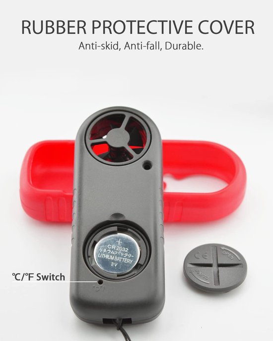 Digitale Windmeter - Lucht Snelheidmeter - Buiten Meten - Temperatuur Weergave - 0.3-30m/s - Zwart — afbeelding 5