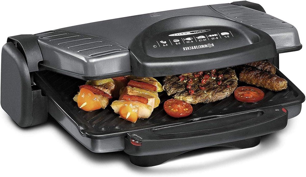 Contactgrill - Tafelgrill Bakplaat - Vetarm Grillen - Flexibele Hoogte Instelling - 33 x 24 cm - Grijs